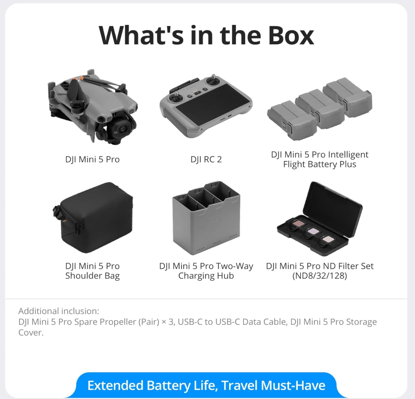 DJI Mini 5 Pro Fly More Combo Plus with Extended Batteries and DJI RC 2