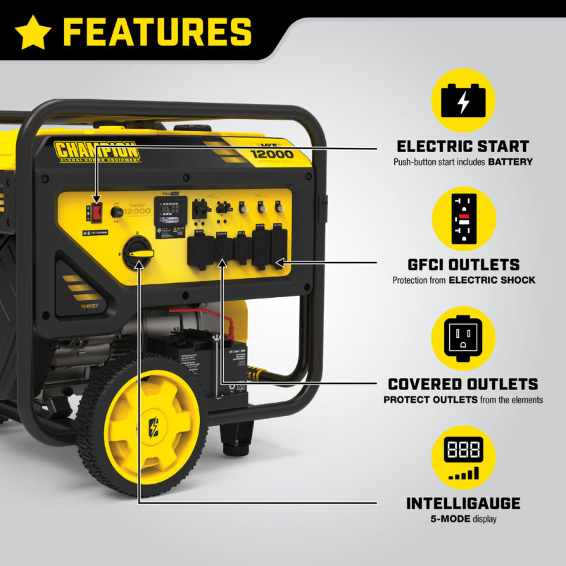 12,000W Electric Start Generator with CO Shield®