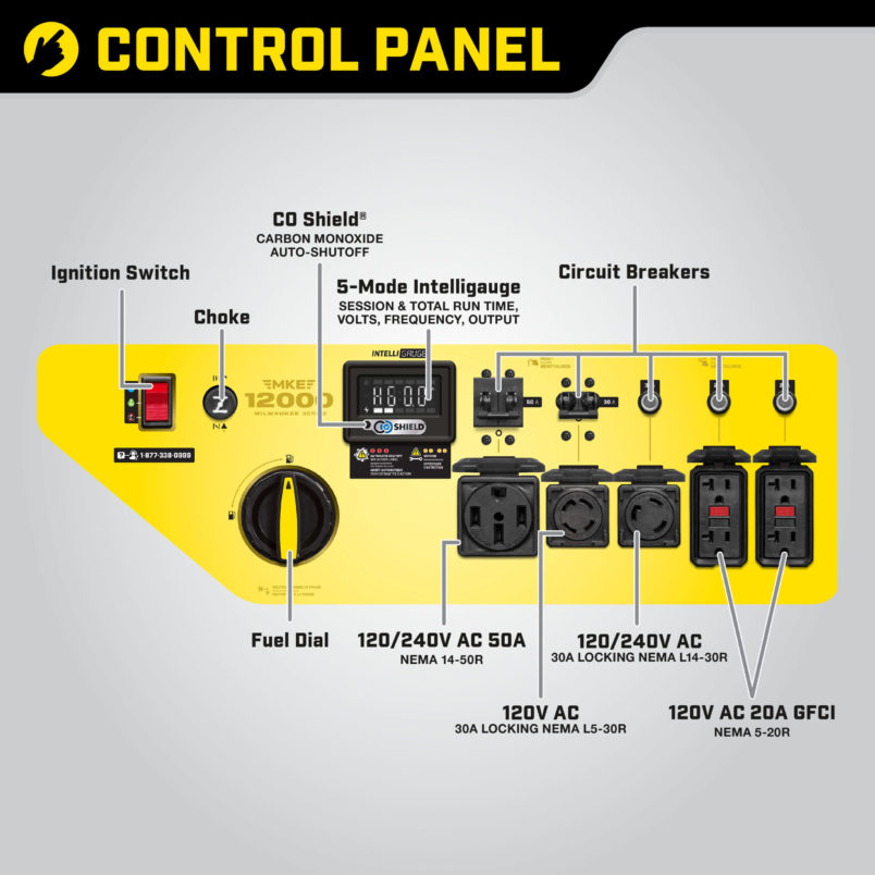 12,000W Electric Start Generator with CO Shield®